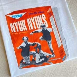 🆕 Vintage 90s The Three Stooges NYUK NYUKS “Wheaties” Cereal Box Graphic Tee NWT